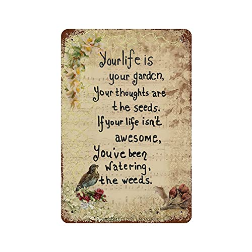 Larkverk Inspiring Quotes Bird Flower Plants Garden Tin Sign Home Wall Decor Retro Personalized Bar Cafe Decorative Vintage Plaque Metal Tin 12 x 8 in | The Storepaperoomates Retail Market - Fast Affordable Shopping