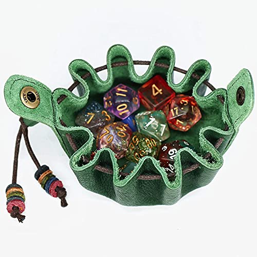 Handmade Genuine Leather Portable Drawstring Pouch, DND Dice Bag, Coin Purse,Jewelry Storage Bag for D&D Role Playing Games &Coins and Accessory Collector(Green) | The Storepaperoomates Retail Market - Fast Affordable Shopping