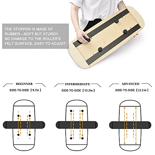 BECAPRO Balance Board Trainer, Wooden Balance Board with Adjustable Stoppers -3 Different Distance Options-Balance Exercise Equipment for Fitness Work | The Storepaperoomates Retail Market - Fast Affordable Shopping