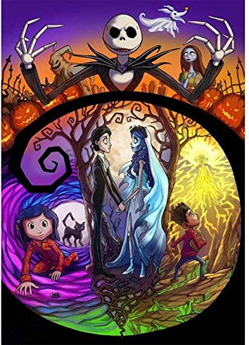 DIY Diamond Painting Jack and Sally Halloween 12x16Inch, Full Round Drill Kits Nightmare Before Christmas Cross Stitch Mosaic Art for Adults Relax & Home Wall Decor Festival Gift | The Storepaperoomates Retail Market - Fast Affordable Shopping