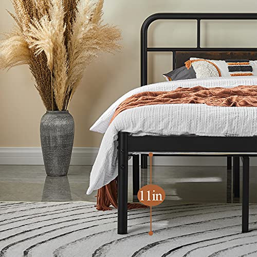 JAKOOLA Metal Bed Frame with Wood Headboard Twin Size with 10 Support Legs, Industrial Style Black Platform Bed Steel Frame, No Box Spring Required for Apartment, Guest Room | The Storepaperoomates Retail Market - Fast Affordable Shopping
