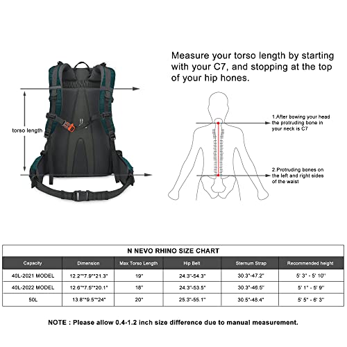 N NEVO RHINO Waterproof Hiking Backpack 40L 50L, Camping, Outdoor Sport Travel Backpack with Rain Cover for Men Women | The Storepaperoomates Retail Market - Fast Affordable Shopping