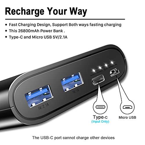 26800mAh Portable Charger Power Bank, Dual USB w/USB-C Fast Charging Battery Pack Charger for iPhone XR XS 11 12 13 14 SE, iPad,Airpods,Samsung S10 S21 S22 S23 Ultra, Google Pixel 6,LC Android Phone | The Storepaperoomates Retail Market - Fast Affordable Shopping