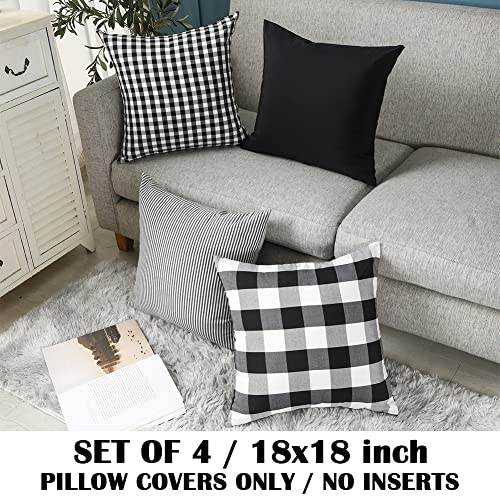 CARRIE HOME Black and White Buffalo Plaid Outdoor Throw Pillow Covers 18×18 Set of 4 Buffalo Check Farmhouse Decor for Couch Room and Front Porch | The Storepaperoomates Retail Market - Fast Affordable Shopping