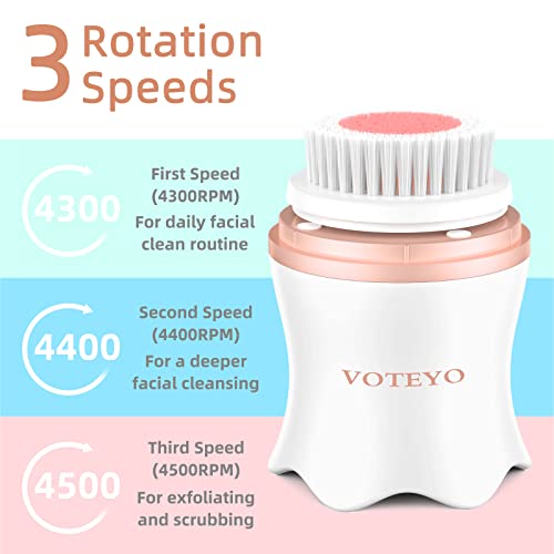 Facial Cleansing Brush Face Cleansing Brush with 3 Replacement Brush Heads & 3 Modes, Waterproof, Type C Charging, Rotating Face Brush for Deep Cleansing, White | The Storepaperoomates Retail Market - Fast Affordable Shopping