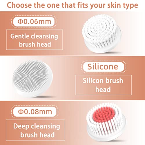 Facial Cleansing Brush Face Cleansing Brush with 3 Replacement Brush Heads & 3 Modes, Waterproof, Type C Charging, Rotating Face Brush for Deep Cleansing, White | The Storepaperoomates Retail Market - Fast Affordable Shopping