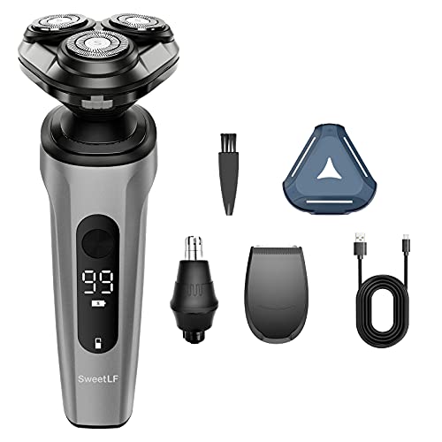SweetLF Electric Razor for Men Electric Shaver Rechargeable Wet/Dry 5D Rotary Shavers for Men, 3 in 1 Trimmer Grooming Kit, IPX7 Waterproof Electric Shaving Razors (Black) | The Storepaperoomates Retail Market - Fast Affordable Shopping