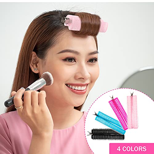 Double Layer Hair Rollers Bang Rollers Self Grip Hair Curler Rollers Curler Bang Hair Sticky Cling Hairdressing Curler Plastic DIY Hair Styling Accessories Tool, Black, Pink, Blue, Rose Red (4 Pieces) | The Storepaperoomates Retail Market - Fast Affordable Shopping
