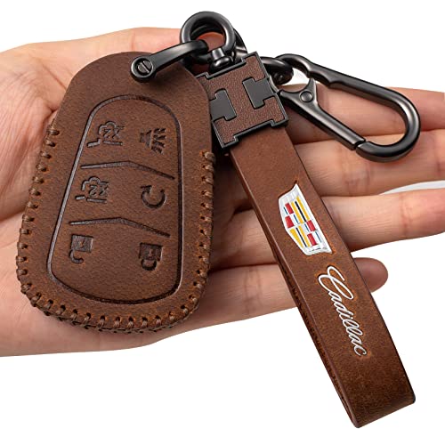 Moveshihua Leather Key Case Protector Key Fob Cover Smart Car Remote Holder For Cadillac 2015-2018 Cadillac Escalade Remote for Cadillac Escaladeonly for 6 Buttons Keychains, Large | The Storepaperoomates Retail Market - Fast Affordable Shopping