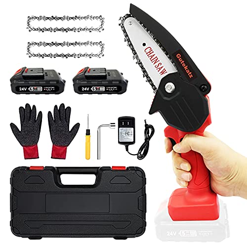 Mini Chainsaw Cordless Battery Power, Handheld Electric Chainsaw, 4-Inch Portable One-Handed 24V Rechargeable Electric Chain Saw for Tree Branch (2 Rechargeable Batteries and 3 Chains Included) | The Storepaperoomates Retail Market - Fast Affordable Shopping