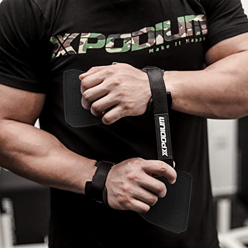 XPODIUM Natural Rubber Hand Grips Fingerless,Grips for Workouts Like Pull-ups, Gymnastics, WODs with Wrist Straps, No More Chalk,Prevents Blisters and Tears,for Men and Women (Black M) | The Storepaperoomates Retail Market - Fast Affordable Shopping