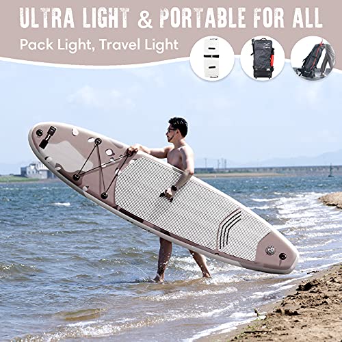 Inflatable Stand Up Paddle Board (6 inches Thick), SUP Paddle Board with Durable Backpack for beginners, Wide Stance, Non-Slip Deck, Surf Control, Paddle, Leash and Pump,10.6ft Desert Sup Paddle Board | The Storepaperoomates Retail Market - Fast Affordable Shopping