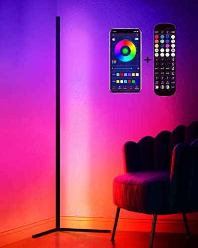 OKOOI 56 inches LED Corner Lamps Floor Lamps, Ambient Lighting Floor Lamps for Living Room，APP & 52 Key Remote Control Music Synchronization Color Changing Floor Lamp Mood Lighting | The Storepaperoomates Retail Market - Fast Affordable Shopping