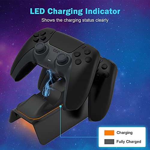 NexiGo Enhanced PS5 Controller Charger with Thumb Grip Kit, Fast Charging AC Adapter, DualSense Charging Station Dock for Dual Playstation 5 Controllers with LED Indicator, Black | The Storepaperoomates Retail Market - Fast Affordable Shopping