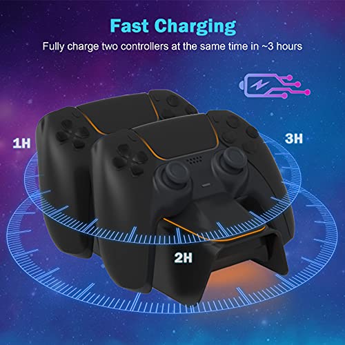 NexiGo Enhanced PS5 Controller Charger with Thumb Grip Kit, Fast Charging AC Adapter, DualSense Charging Station Dock for Dual Playstation 5 Controllers with LED Indicator, Black | The Storepaperoomates Retail Market - Fast Affordable Shopping