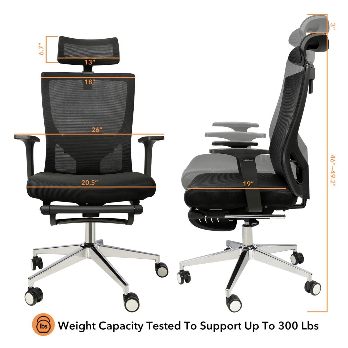 Famree Home Office Chair Adujustable High Back Office Chair with Lumbar Support and Headrest Footrest Computer Desk Chair Ergonomic Mesh Office Chair BIFMA Certified Black | The Storepaperoomates Retail Market - Fast Affordable Shopping