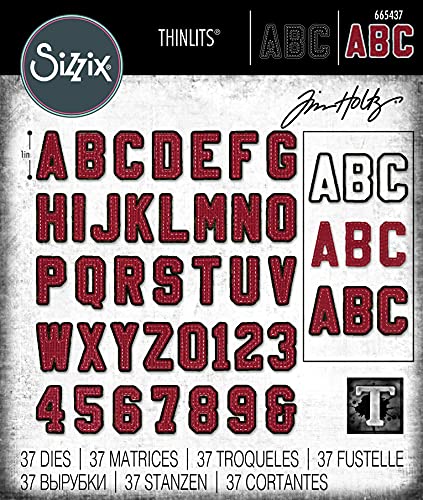 Sizzix Thinlits Die Set 37PK-Alphanumeric Varsity by Tim Holtz, 665437, Multicolor | The Storepaperoomates Retail Market - Fast Affordable Shopping