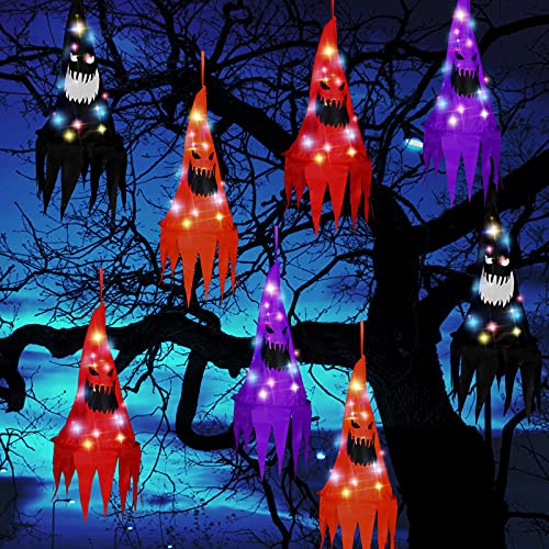 8 Pieces Halloween Witch Hat Decorations Witch Hats String Light Halloween Witch Decorations for Garden, Indoor, Yard, Tree, Party, Suitable for Ages 8 and up(Ghost Style) | The Storepaperoomates Retail Market - Fast Affordable Shopping