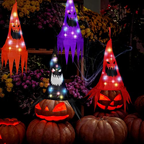 8 Pieces Halloween Witch Hat Decorations Witch Hats String Light Halloween Witch Decorations for Garden, Indoor, Yard, Tree, Party, Suitable for Ages 8 and up(Ghost Style) | The Storepaperoomates Retail Market - Fast Affordable Shopping