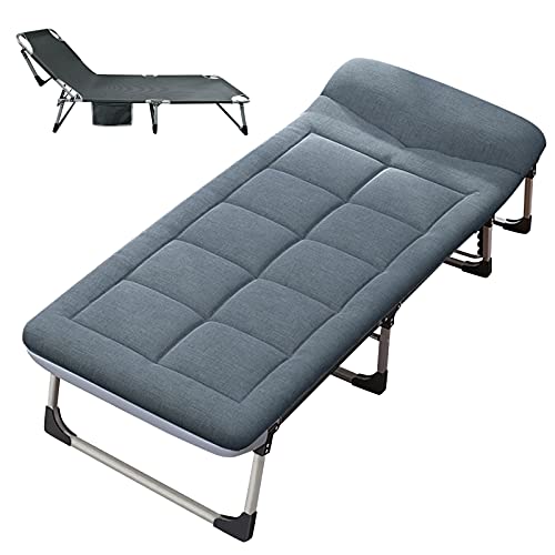 Folding Camping Cot Bed, Adjustable Adults Reclining Folding Chaise, Outdoor Patio Lounge Chairs for Outside, Perfect for Pool, Beach, Patio | The Storepaperoomates Retail Market - Fast Affordable Shopping