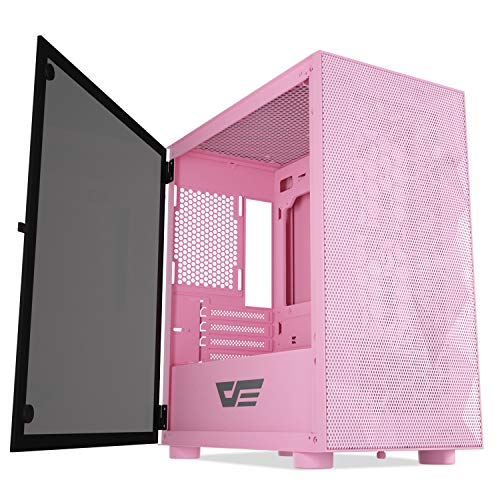 darkFlash Micro ATX Mini ITX Tower MicroATX Computer Case with Magnetic Design Wide Open Door Opening Tempered Glass Swing Type Side Panel (DLM21 MESH-Pink) | The Storepaperoomates Retail Market - Fast Affordable Shopping