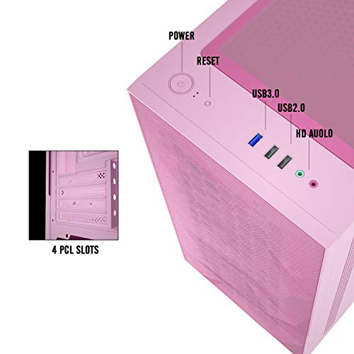 darkFlash Micro ATX Mini ITX Tower MicroATX Computer Case with Magnetic Design Wide Open Door Opening Tempered Glass Swing Type Side Panel (DLM21 MESH-Pink) | The Storepaperoomates Retail Market - Fast Affordable Shopping