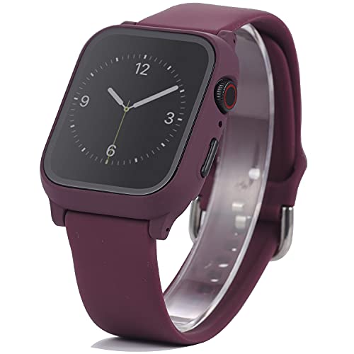 3 in 1 for Apple Watch Band with Case Built-in Screen Protector 40mm,SmartWatch Silicone Men Women Sport Wrist Strap & PC Hard Bumper Cover & Tempered Glass Screen Protector for iWatch SE Series 6 5 4 (Rose Purple, 40mm) | The Storepaperoomates Retail Market - Fast Affordable Shopping