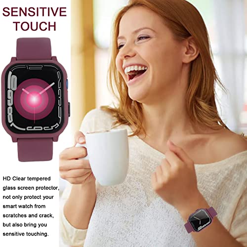 3 in 1 for Apple Watch Band with Case Built-in Screen Protector 40mm,SmartWatch Silicone Men Women Sport Wrist Strap & PC Hard Bumper Cover & Tempered Glass Screen Protector for iWatch SE Series 6 5 4 (Rose Purple, 40mm) | The Storepaperoomates Retail Market - Fast Affordable Shopping