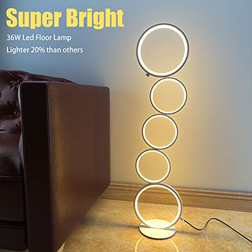 JIRTH LED Floor Lamp for Living Room 3 Brightness Levels Dimmable Touch Switch Modern Ring Tall Standing Lamp 42 Inches Art Deco Floor Light for Bedroom Home Office(White) | The Storepaperoomates Retail Market - Fast Affordable Shopping