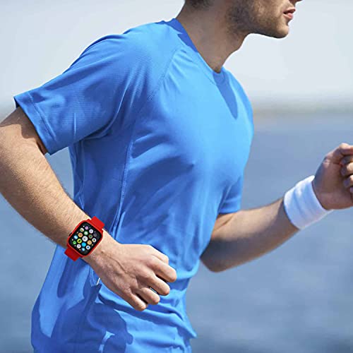 3 in 1 for Apple Watch Band with Case Built-in Screen Protector 44mm,SmartWatch Silicone Men Women Sport Wrist Strap & PC Hard Bumper Cover & Tempered Glass Screen Protector for iWatch SE Series 6 5 4 (Red, 44mm) | The Storepaperoomates Retail Market - Fast Affordable Shopping