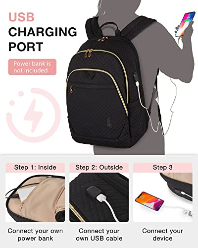 BAGSMART Laptop Backpack for Women Travel Backpack 15.6 Inch Computer Back Pack with USB Charging Port School Bookbag for College Work Business, Black | The Storepaperoomates Retail Market - Fast Affordable Shopping