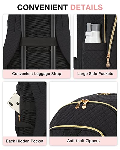 BAGSMART Laptop Backpack for Women Travel Backpack 15.6 Inch Computer Back Pack with USB Charging Port School Bookbag for College Work Business, Black | The Storepaperoomates Retail Market - Fast Affordable Shopping
