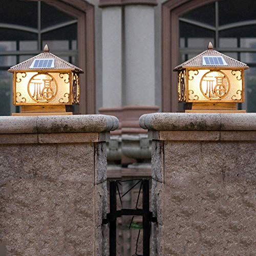 Led Solar Outdoor Column Lights Warm/White Light Adjustable Glass Post Lights Door Home Garden Street Outside Pillar Lamps(Color:Brass,Size:S) | The Storepaperoomates Retail Market - Fast Affordable Shopping