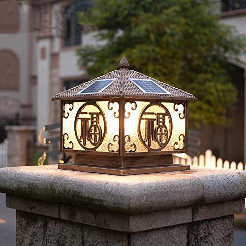 Led Solar Outdoor Column Lights Warm/White Light Adjustable Glass Post Lights Door Home Garden Street Outside Pillar Lamps(Color:Brass,Size:S) | The Storepaperoomates Retail Market - Fast Affordable Shopping