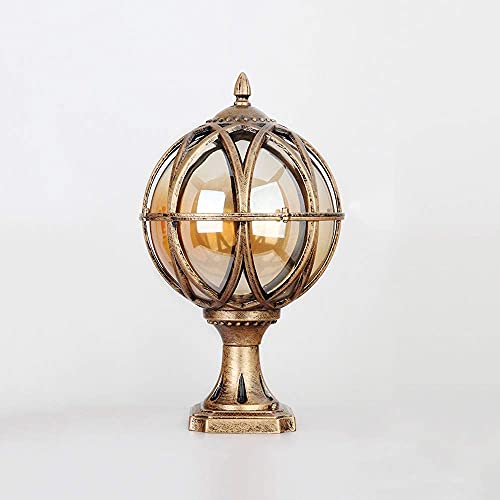 E27 Outdoor Glass Ball Post Lights Industrial Aluminum Antirust Column Lamps Courtyard Garden Home Street Decoration Pillar Lights(Color:Brass,Size:M) | The Storepaperoomates Retail Market - Fast Affordable Shopping