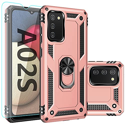 SKTGSLAMY for Galaxy A02S Phone Case,Galaxy A02S Case with Screen Protector,[Military Grade] 16ft. Drop Tested Cover with Magnetic Kickstand Car Mount Protective Case for Samsung A02S, Rose Gold | The Storepaperoomates Retail Market - Fast Affordable Shopping