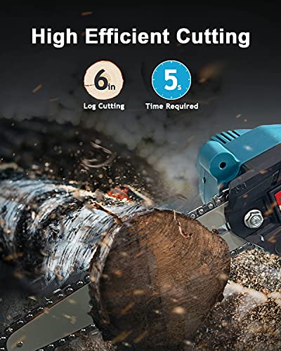 Mini Chainsaw, Upgraded 6-Inch Mini Electric Chainsaw Cordless with 2 Batteries 2 Chains Safety Lock Portable 5 x 2000mAh, Small Handheld Battery Operated Chainsaw for Trees, Branch Woods | The Storepaperoomates Retail Market - Fast Affordable Shopping