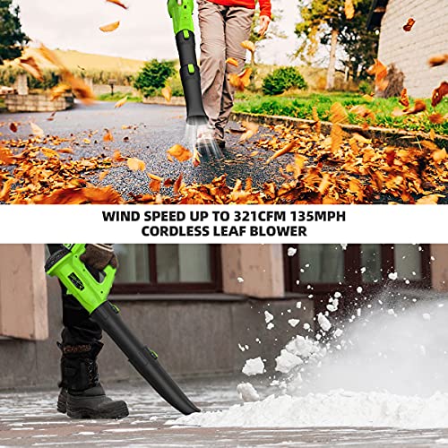 Huepar Leaf Blower Cordless -6 Speed Electric Leaf Blower with 21V 4.0Ah Li-ion Battery and Fast Charger, 321CFM 135MPH Lightweight Leaf Blower for Garden, Yard and Lawn Cleaning & Snow Blowing-RC3003 | The Storepaperoomates Retail Market - Fast Affordable Shopping