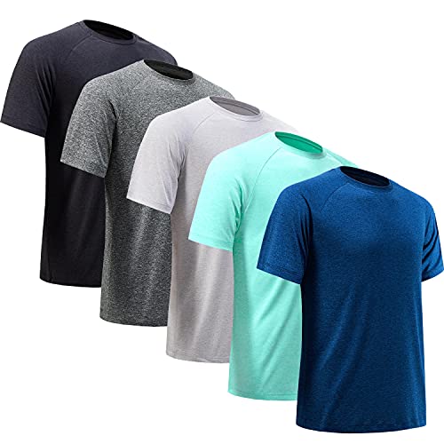 BVNSOZ Men’s Workout Shirts Moisture Wicking Athletic Shirts for Men