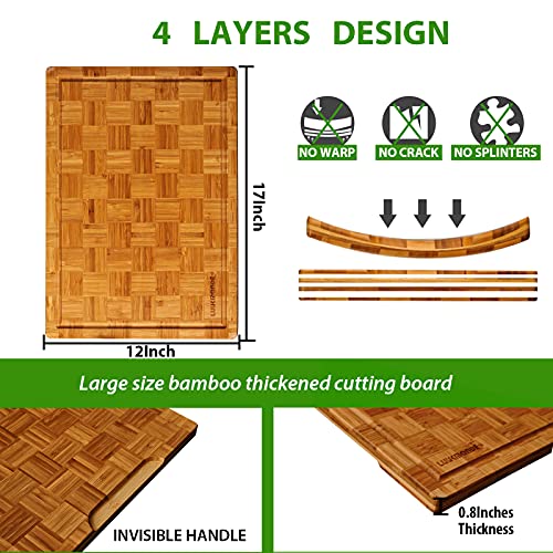 LUUKMONDE Bamboo Cutting Boards, Large Cutting Boards for Kitchen with Juice Groove and Handles, Wooden Cutting Boards, Butcher Block Boards for Meat Cheese and Vegetables | The Storepaperoomates Retail Market - Fast Affordable Shopping