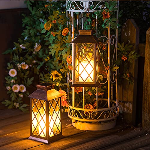 2 Pack Homeimpro Solar Lantern Hanging Garden Outdoor Lights Flickering Flameless Candle Waterproof LED Lamp for Table Patio Lawn | The Storepaperoomates Retail Market - Fast Affordable Shopping