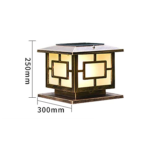 Led Solar Three-Color Dimming Outdoor Column Lamps Industrial Square Glass Post Lights Street Home Door Garden Lighting Pillar Lights(Color:Brass,Size:L) | The Storepaperoomates Retail Market - Fast Affordable Shopping