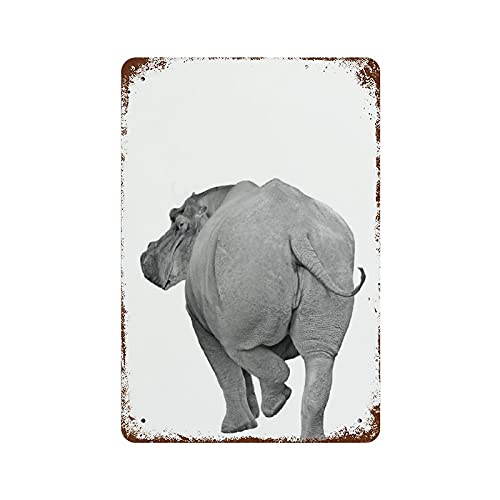 Antique Tin Sign Animal Butt Bathroom Hippo Wall Art Black & White Humor Metal Tin Sign Extra Large African Decor for Home Kitchen Bar Room Garage Decor 8×5.5 Inch | The Storepaperoomates Retail Market - Fast Affordable Shopping