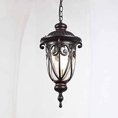 European Outdoor Ceiling Light Hanging Bronze Lantern Brown 16.1″ Champagne Hammered Glass Damp Rated Pendant Lights Aluminum Outside for Exterior House Porch Patio Deck Garage Front Door Garden Home | The Storepaperoomates Retail Market - Fast Affordable Shopping
