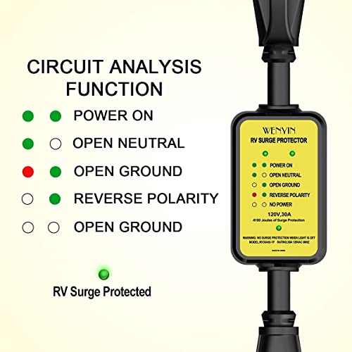 rv Surge Protector 30 amp, WENYIN rv Circuit Analyzer with LED Indicator Light，Surge Protection(4100 Joules), Designed with Easy to Use Handles | The Storepaperoomates Retail Market - Fast Affordable Shopping