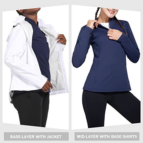 BALEAF Women’s Pullover 1/4 Zip Fleece Long Sleeve Shirts Cold Winter Mock Neck Tops for Running Hiking Blue Size M | The Storepaperoomates Retail Market - Fast Affordable Shopping