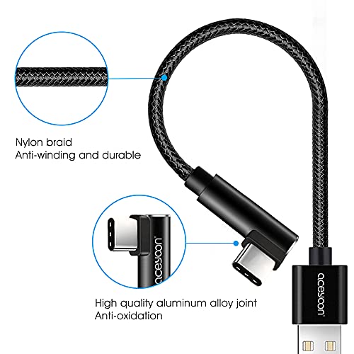 aceyoon [3 Pack] 90 Degree USB C Cable 0.6ft Short Right Angle Type C Charger Braided USBC to USB A 20cm L Shape Charging and Data Sync Cord Compatible for S10 S9 S8, P40 P30 P20, Mate 30/20, Pixel | The Storepaperoomates Retail Market - Fast Affordable Shopping