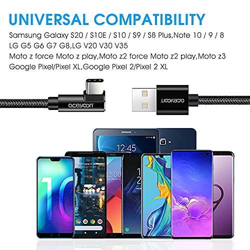 aceyoon [3 Pack] 90 Degree USB C Cable 0.6ft Short Right Angle Type C Charger Braided USBC to USB A 20cm L Shape Charging and Data Sync Cord Compatible for S10 S9 S8, P40 P30 P20, Mate 30/20, Pixel | The Storepaperoomates Retail Market - Fast Affordable Shopping