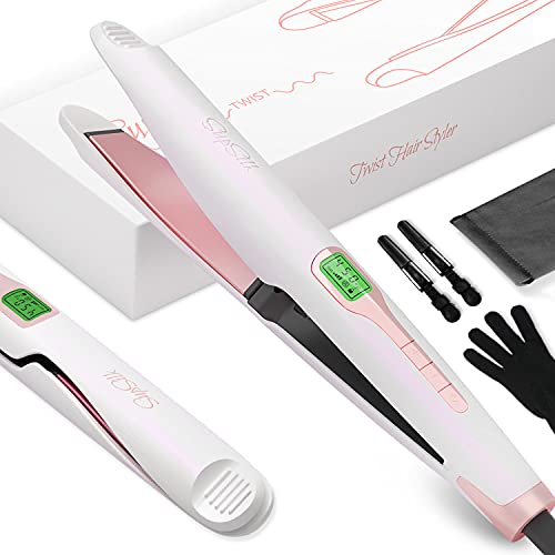 SupSilk 2-in-1 Hair Straightener and Hair Curler, Twist Curl Iron, Flat Iron Curling Iron in One for All Hair Types, Ceramic Tourmaline Negative Ionic Adjust Temperature 250-450°F Iridescent White | The Storepaperoomates Retail Market - Fast Affordable Shopping
