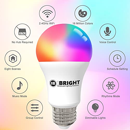 IBRIGHT Smart Light Bulbs A19 E26, 16 Million Colors Changing & Music Mode & DIY Scene Setting, Wi-Fi Smart Bulb Works w/ Alexa & Google Home, 80% Energy Saving, No Hub Required (9.5W, 800 LM, 2 Pack) | The Storepaperoomates Retail Market - Fast Affordable Shopping